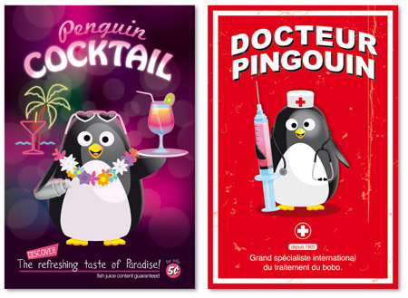 illustration de cartes postales pingouin
