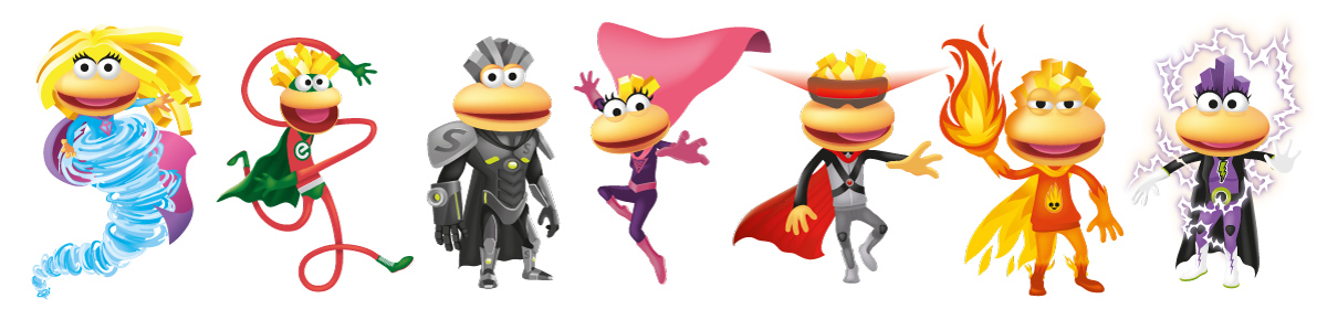 illustration de mascotte sur le thème superheros