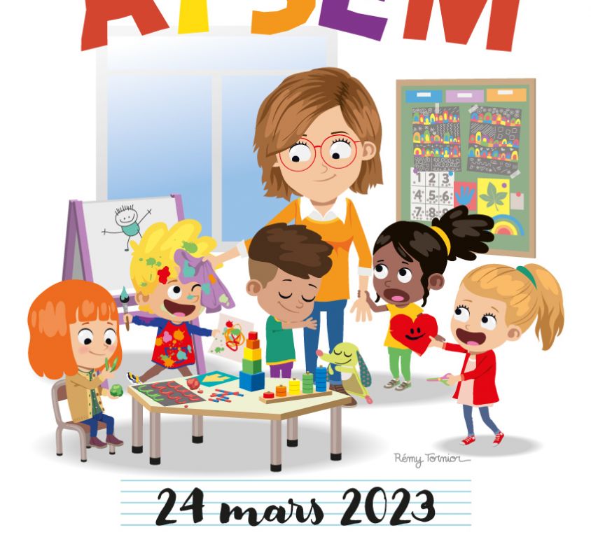 illustration pédagogique de l'affiche de la journée nationale des atsem 2023