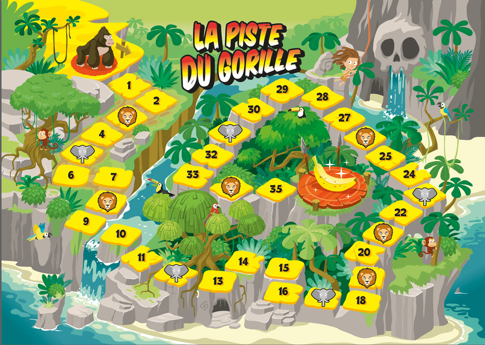 illustration de plateau de jeu sur le thème de la jungle
