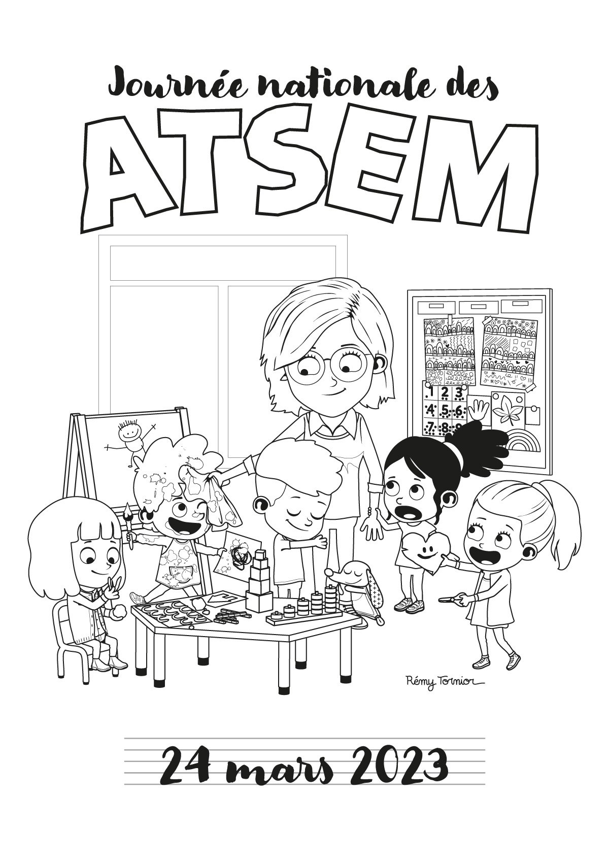 coloriage de l'affiche de la journée nationale des ATSEM