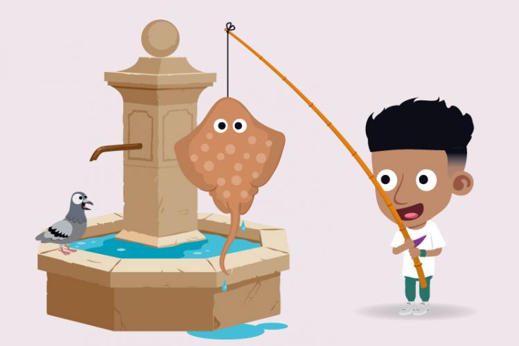 illustration jeunesse humoristique sur le thème de la pêche