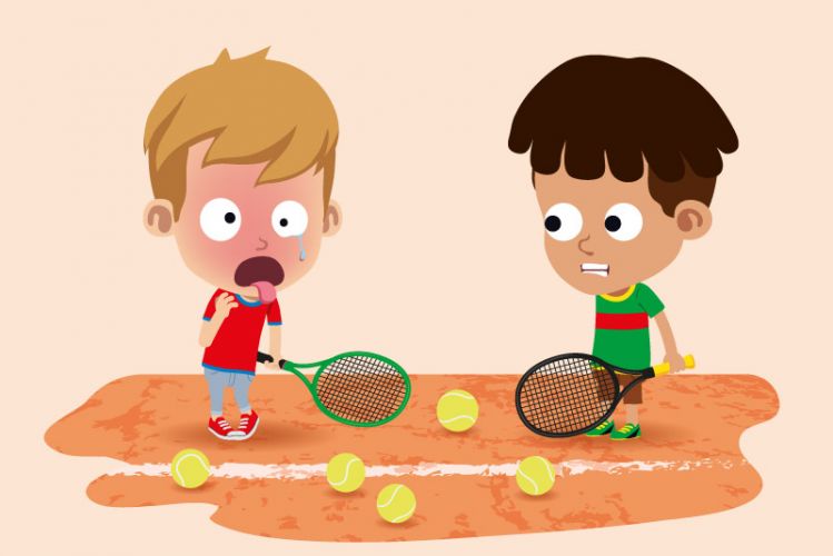 illustration jeunesse humoristique sur le thème du tennis