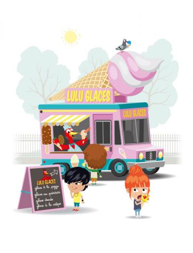 illustration jeunesse d'un marchand de glaces