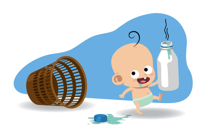 illustration jeunesse d'un bébé avec son biberon