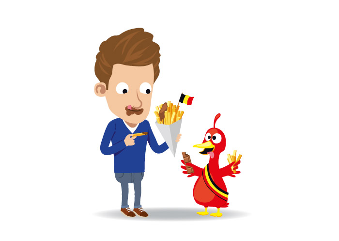 illustration jeunesse d'un homme mangeant des frites