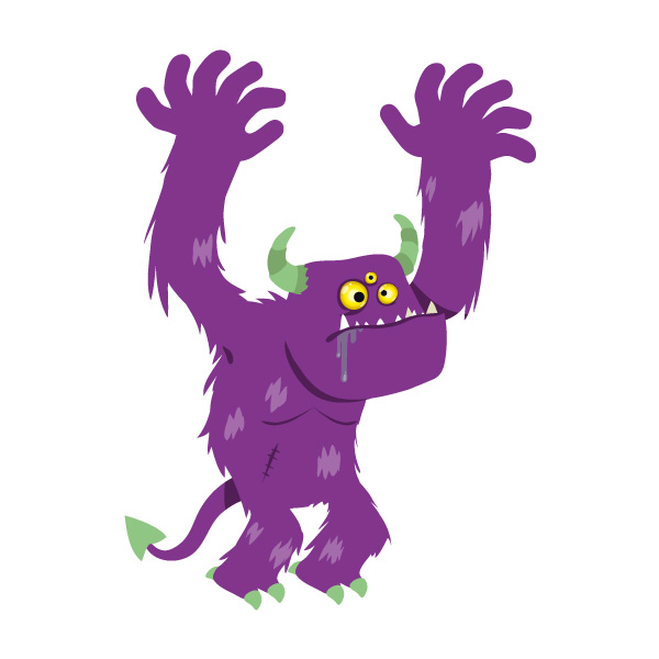 illustration d'un monstre rigolo violet
