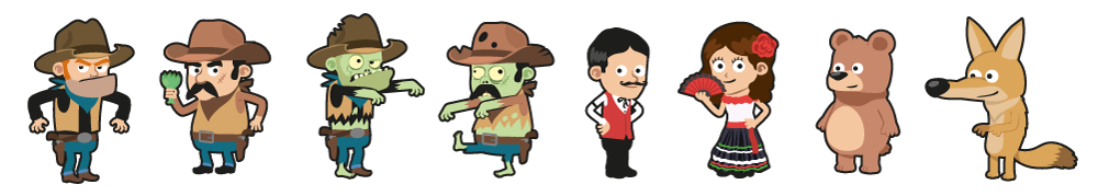 illustration vectorielle de personnages cartoon sur le thème western